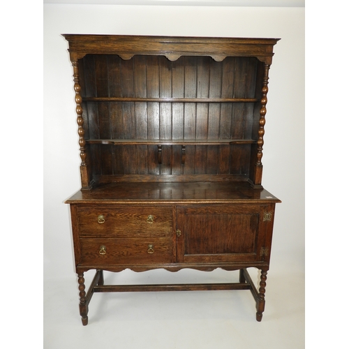 6 - Oak Dresser - Two Drawers and Cupboard - 54x 21x 77