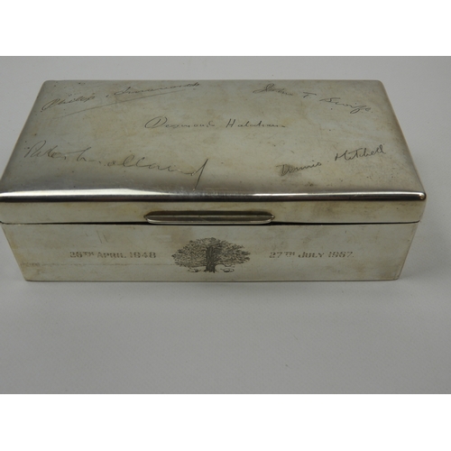 74 - Silver Cigarette Box with Engraved Signatures and Date -  1948 - 1947 from the Estate of the Earl of... 