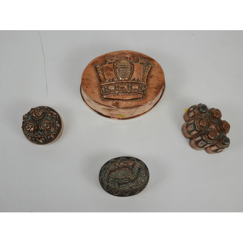 3 - 4x Victorian Copper Jelly Moulds