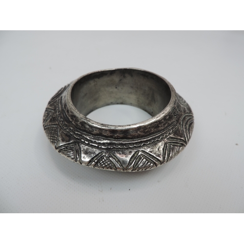 47 - 2x Unmarked White Metal Bangles