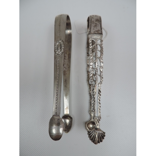 49 - 2x Georgian Silver Tongs/Nips