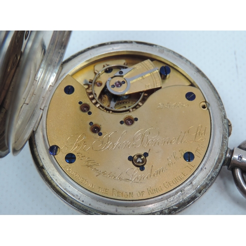 55 - Silver Sir John Bennet Pocket Watch