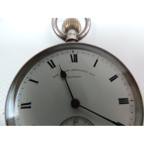 55 - Silver Sir John Bennet Pocket Watch