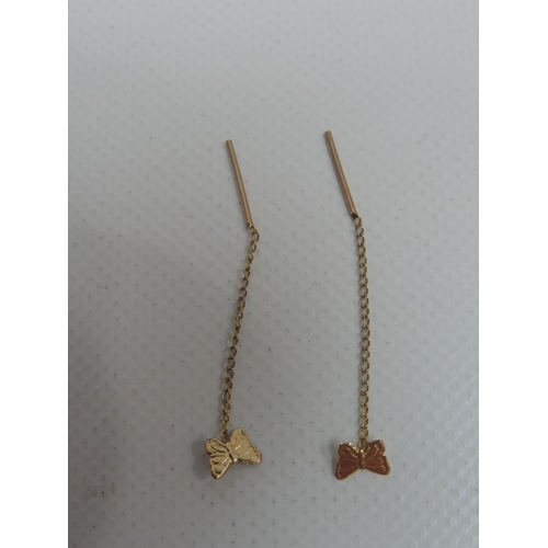 72 - Unmarked Gold Butterfly Drop Earrings