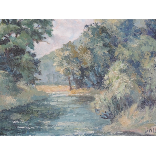 210 - Framed Oil Painting on Canvas Titled 'Late Evening River Taw'