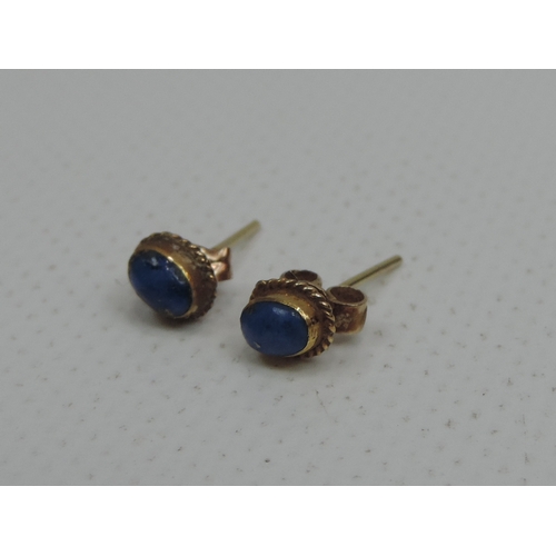 79 - 9ct Yellow Gold Lapis Lazuli Stud Earrings