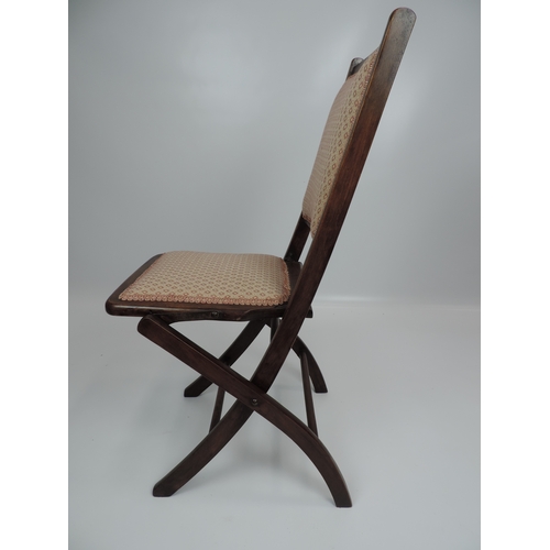 551 - Edwardian Mahogany Upholstered Folding Chair