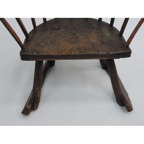 206 - Early Ash and Elm Country Chair with Original Paint - Damage to arm (break)