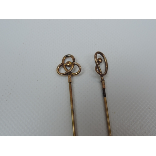 187 - Pair of Art Nouveau Hat Pins with 9ct Gold Head Set with Turquoise