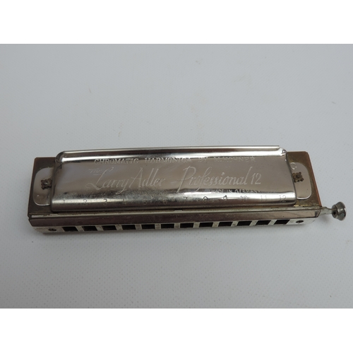 457 - Cased Larry Adler Chromatic Professional 12 Harmonica by Hohner