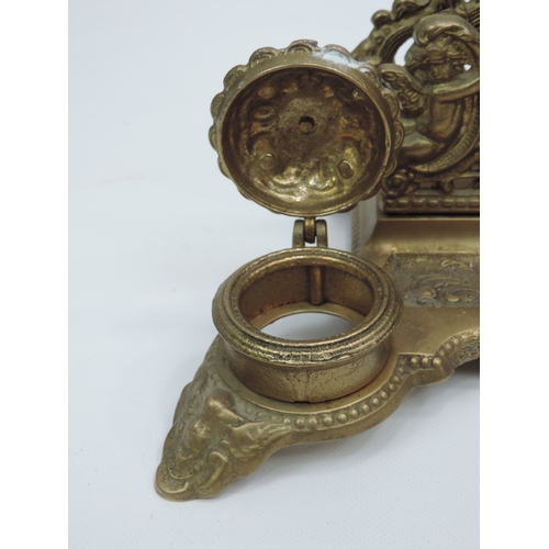 91 - Eastern European Brass Ink Stand