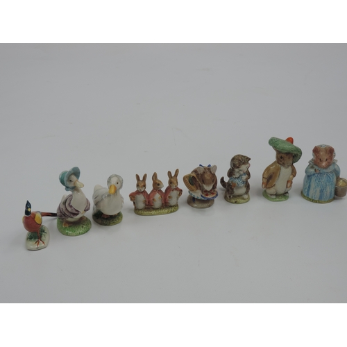 94 - 8x Beswick Figures - Aunt Pettitoes, Benjamin Bunny, Miss Moppet, Appley Dapply, Flopsy Mopsy & Cott... 