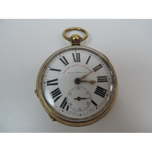 193 - A Railway Guinea Time Keeper Pocket Watch - Bull King and Co