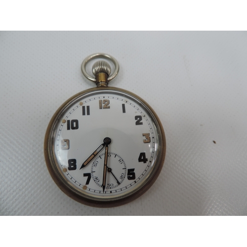 234 - Military Pocket Watch in Leather Case - Seen Working