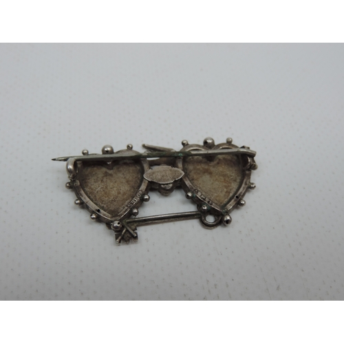 223 - Victorian Silver & Gold Best Wishes Mizpah Brooch