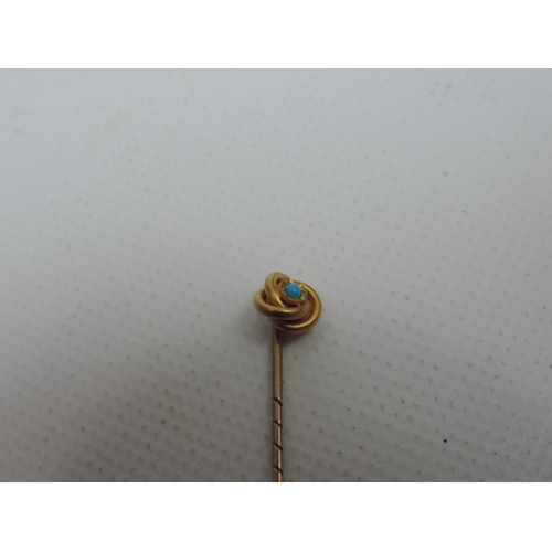 230 - 18ct Gold Turquoise Set Stick Pin