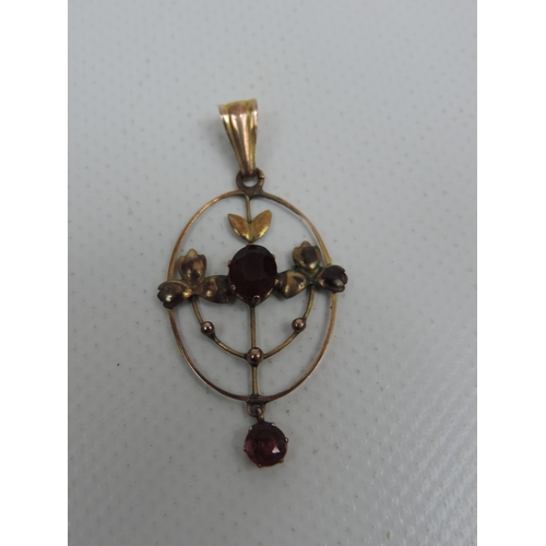 183 - 9ct Rose Gold Garnet Pendant