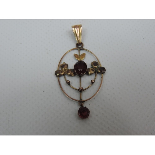 183 - 9ct Rose Gold Garnet Pendant