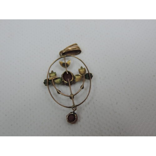 183 - 9ct Rose Gold Garnet Pendant