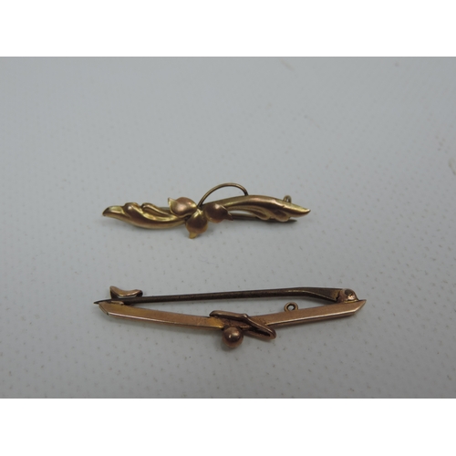 215 - 2x 9ct Gold Bar Brooches and 1x Other