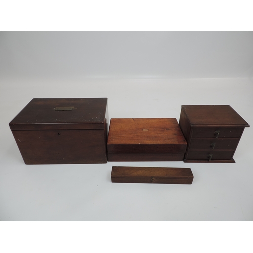 476 - 3x Wooden Boxes and a Small Three Drawer Chest