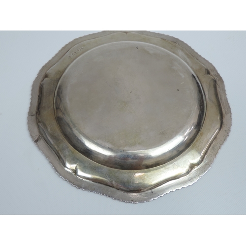 28 - A George III Circular Silver Plate, Form, with Gadroon Border and Engraved with the Crests of Folkes... 