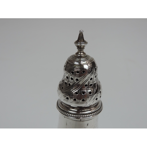 15 - An Early George III Silver Sugar Caster, Plain Baluster Form, Bead Borders and Engraved with a Crest... 