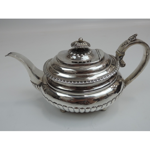 266 - A George III Provincial Silver Teapot, with Part-Fluted Decoration to Body and Hinged Cover and Init... 