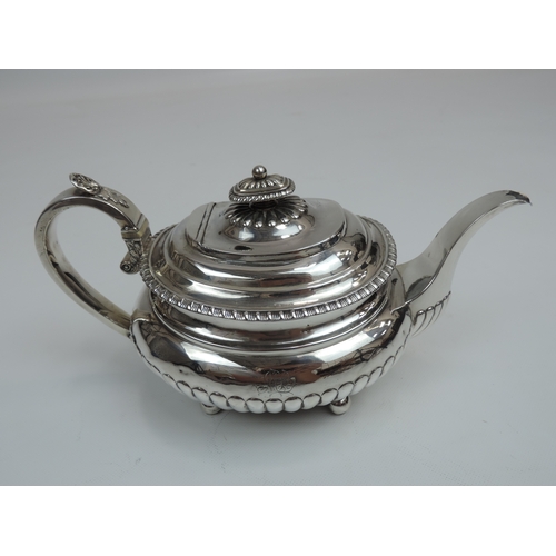 266 - A George III Provincial Silver Teapot, with Part-Fluted Decoration to Body and Hinged Cover and Init... 