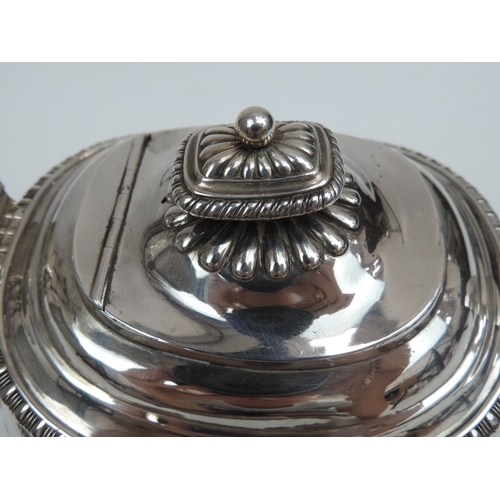 266 - A George III Provincial Silver Teapot, with Part-Fluted Decoration to Body and Hinged Cover and Init... 