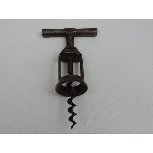 36 - 3x Antique Corkscrews - A Triangular Folding Bow, a Perfume Corkscrew with a Wooden Handle and a Twi... 