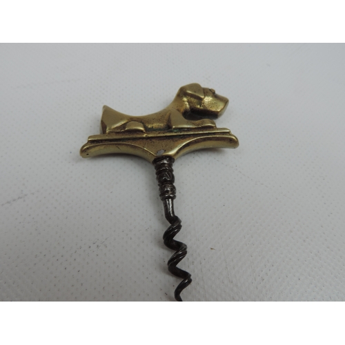 21 - 2x Art Deco Figural Dog Corkscrews, the Seated Dog with a Full Fluted Wire Helix Worm and the Standi... 