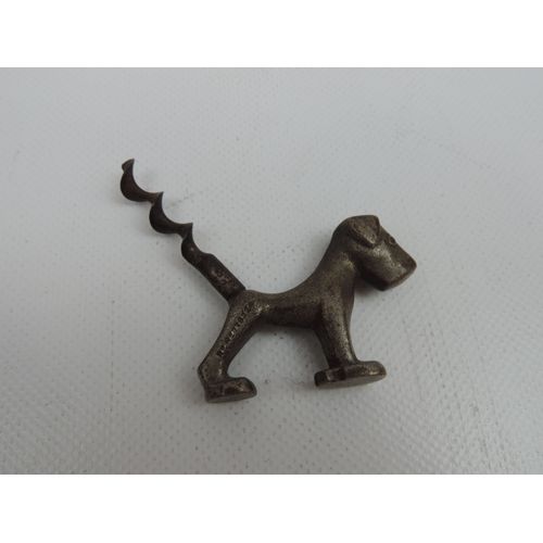 21 - 2x Art Deco Figural Dog Corkscrews, the Seated Dog with a Full Fluted Wire Helix Worm and the Standi... 