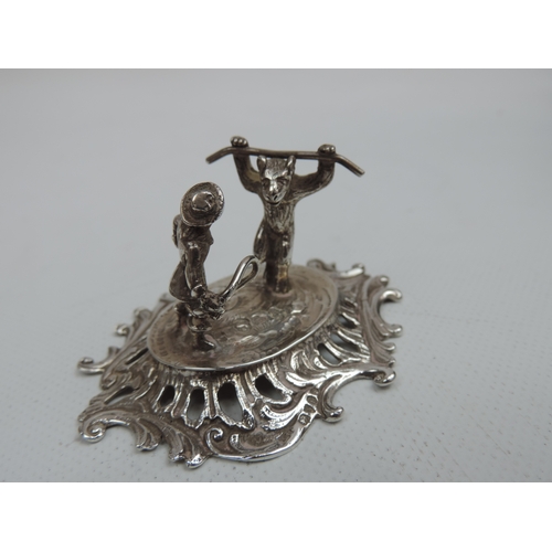 9 - A Late Victorian Silver Miniature of a Bear Baiter, Probably Dutch with Import Marks for London 1894... 