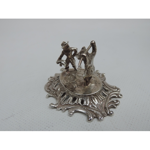 9 - A Late Victorian Silver Miniature of a Bear Baiter, Probably Dutch with Import Marks for London 1894... 