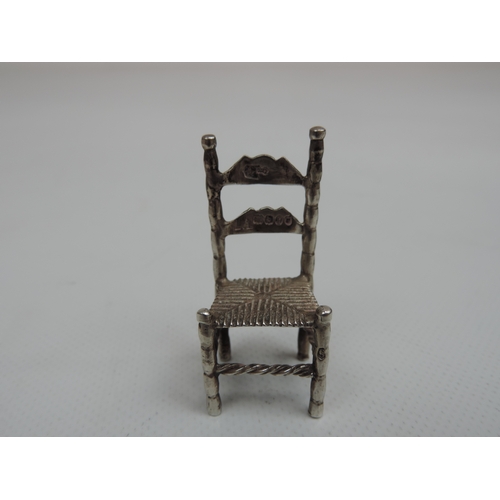 228 - 3x Silver Miniatures: 2x Chairs and a Table, all English Hallmarked - One Chair with Import Marks fo... 