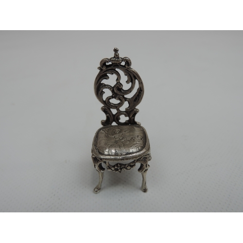 228 - 3x Silver Miniatures: 2x Chairs and a Table, all English Hallmarked - One Chair with Import Marks fo... 