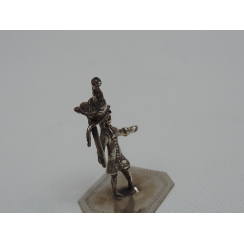 303 - An Early 20th Century Dutch Silver Miniature of a Man Holding a Bird - Hallmarked to the Base - The ... 