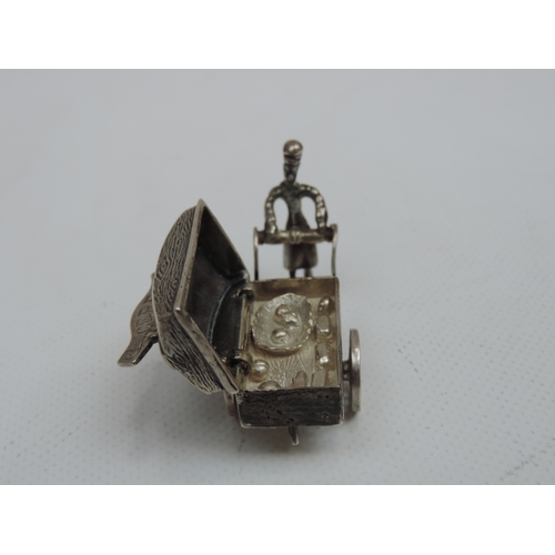 289 - A Miniature Silver Bakers Cart, with Hinged Cover Opening to Reveal the Bakers Wares - Unmarked - Th... 