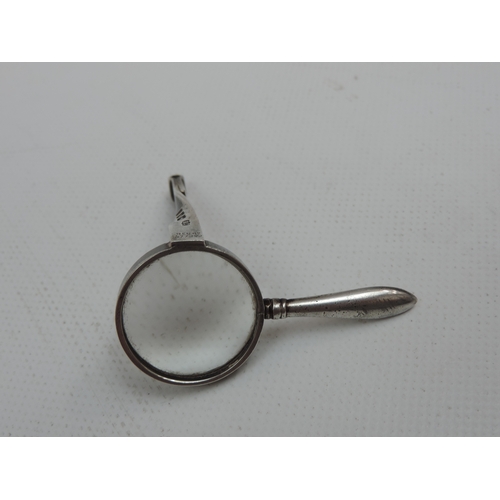 238 - A Miniature Silver Magnifying Glass with an Unusual Side Arm - Hallmarked for London 1923 by John He... 