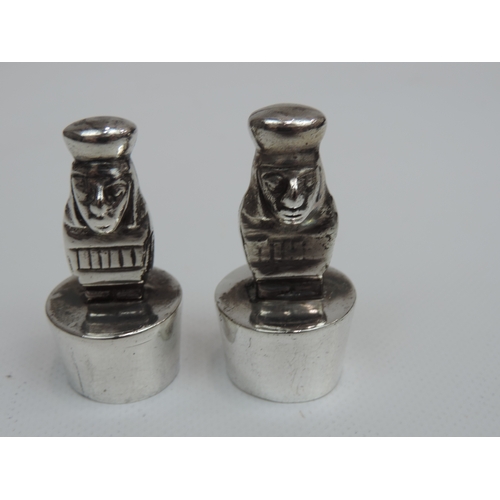 241 - 4x Peruvian Silver Bottle Stopper Cork Mounts, 2 with Gods, 2 with Alpacas/Llamas - All Marked '925'... 