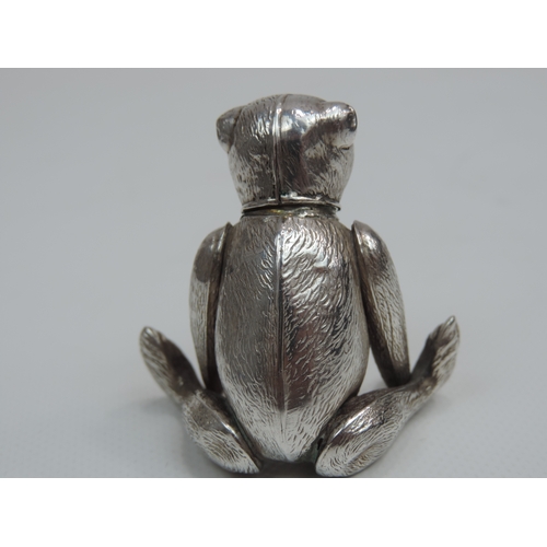 292 - An Edwardian White Metal Novelty Muzzled Bear Pepper Pot with Removable Head Unmarked - The Bear is ... 