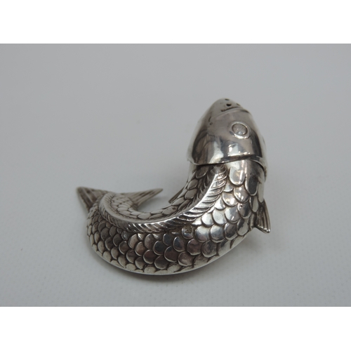 286 - A Novelty Scandinavian Silver Pepper Pot in the Form of a Fish, with Removable Head - Hallmarked '0 ... 