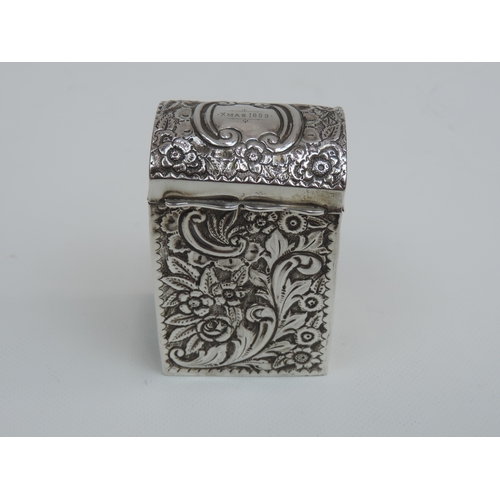 300 - A Late Victorian Silver Playing Card Box, Embossed with Foliage and Inscribed 'Xmas 1899' to the Hin... 