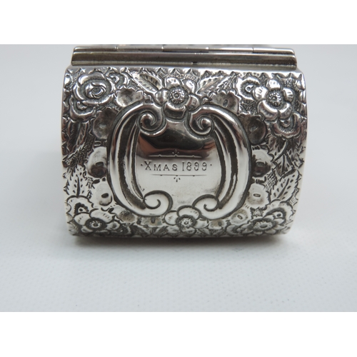 300 - A Late Victorian Silver Playing Card Box, Embossed with Foliage and Inscribed 'Xmas 1899' to the Hin... 