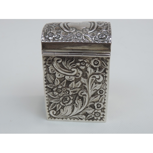 300 - A Late Victorian Silver Playing Card Box, Embossed with Foliage and Inscribed 'Xmas 1899' to the Hin... 