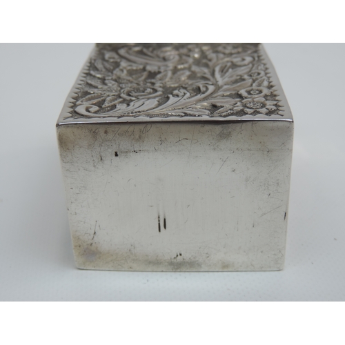 300 - A Late Victorian Silver Playing Card Box, Embossed with Foliage and Inscribed 'Xmas 1899' to the Hin... 