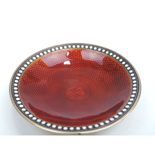 229 - A Norwegian Silver & Enamel Small Dish by David-Andersen of Norway c1920, with a Deep Red Enamelled ... 