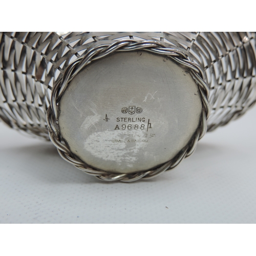 261 - An American Silver Bonbon Basket, with 'Wicker Work' Sides and a Twisted Handle - Hallmarked for 191... 