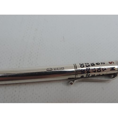 259 - A Silver Calendar Propelling Pencil with Enamelled Dates & Weekdays - Hallmarked for Birmingham 1981... 